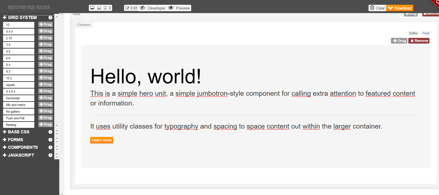 Bootstrap Page Generator